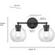 Jonatan 2 Light 16 inch Matte Black Bathroom Vanity Light Wall Light